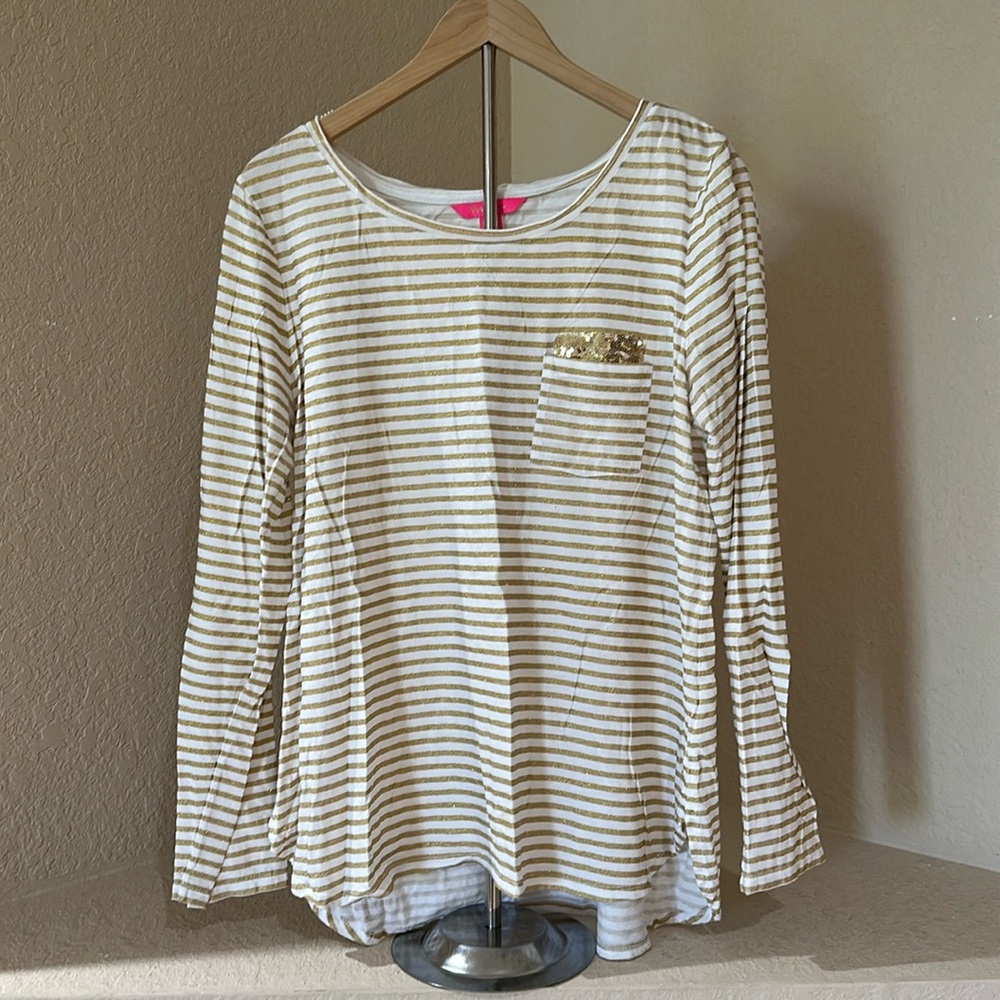 Lilly Pulitzer Women’s Metallic Striped Long Sleeve Sequin shirt
